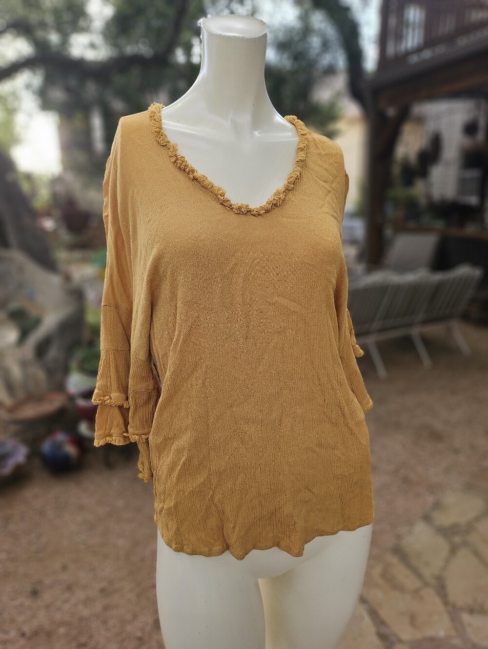 Neiman Marcus Mustard Yellow Viscose Blouse M